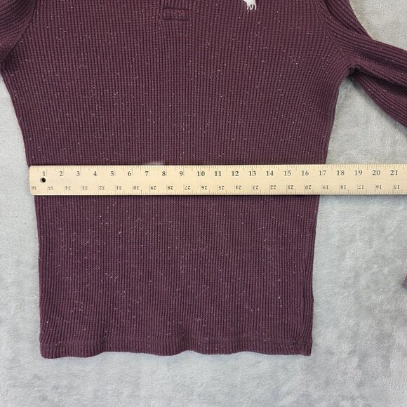 Abercrombie & Fitch Muscle Shirt Mens Size L Burgundy Thermal Waffle Henley Y2K - Picture 6 of 10